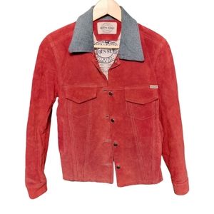 SKOTTS SUEDE Red Jacket Vintage 90s Washable Suede Vest Red Leather Jacket Small